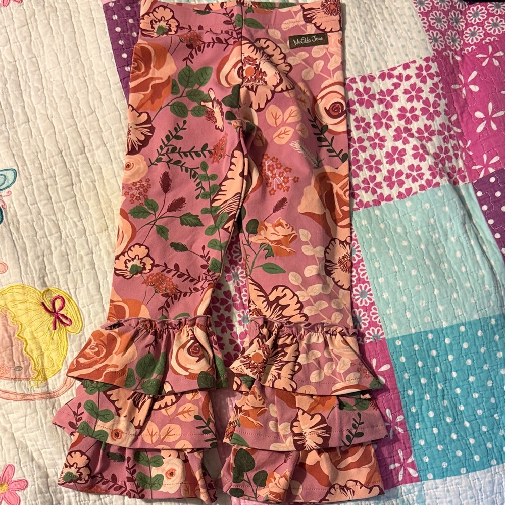 Matilda Jane Pink Floral Ruffle Leggings